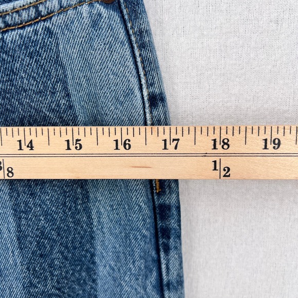 RE/DONE Jeans Womens 26 Blue Stovepipe Stripes Wash High Rise Slim Straight - Picture 12 of 14